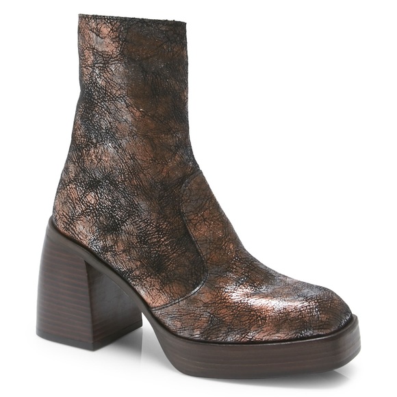 NEW Free People Ruby Platform Leather Boots in Metallic Medley - Picture 2 of 13